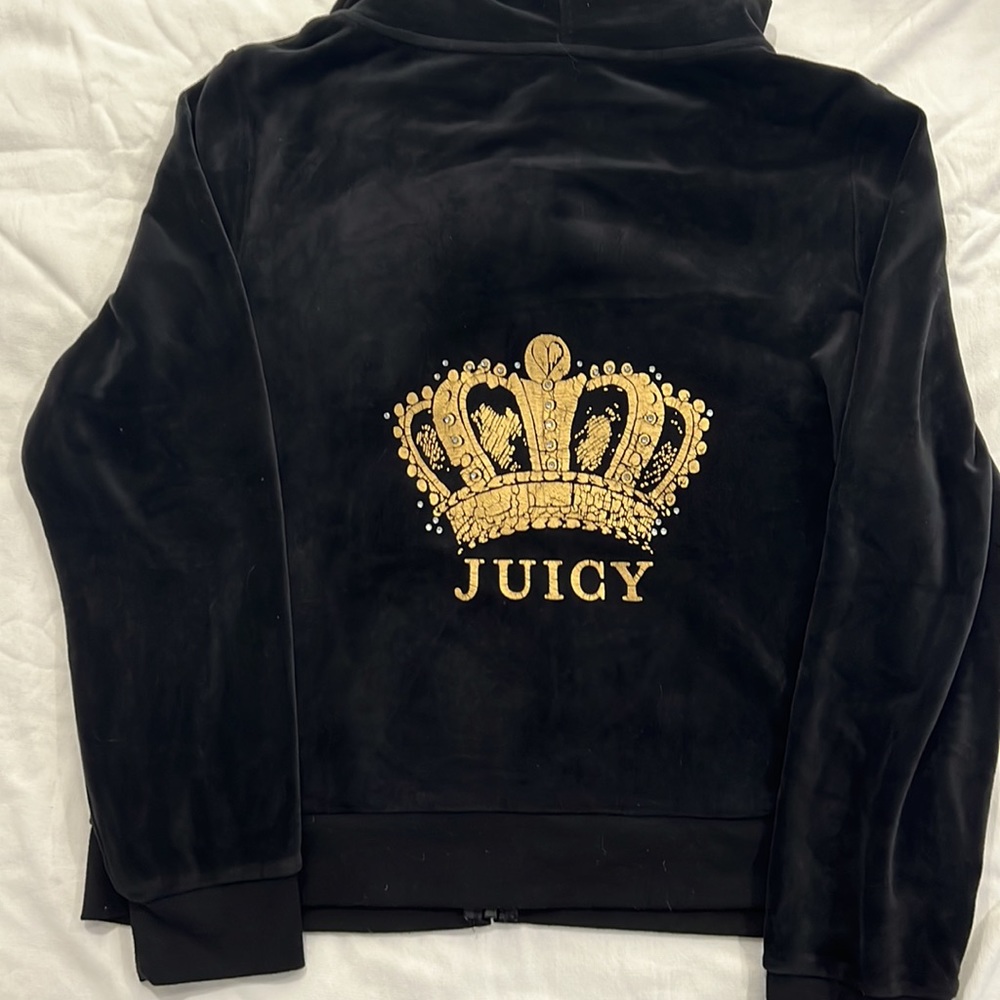 BLACK JUICY COUTURE ZIP UP HOODIE - Picture 2 of 4